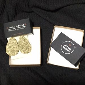Nickel & Suede Gold Leather Earrings